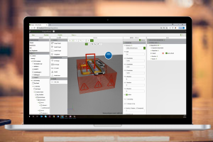 Imagen que muestra la interfaz de software de Vuforia Studio de creación y producción de experiencias de realidad aumentada envolventes mediante datos de IoT y CAD