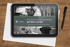 Vuforia Industrial Augmented Reality Buyers Guide auf einem Tablet dargestellt