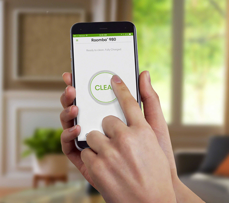 Smart phone app used to control iRobot's internet-connected Roombas.