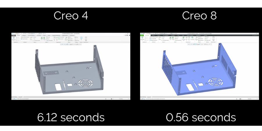 Side-by-side comparison of Sheetmetal in Creo 4 vs Creo 8.
